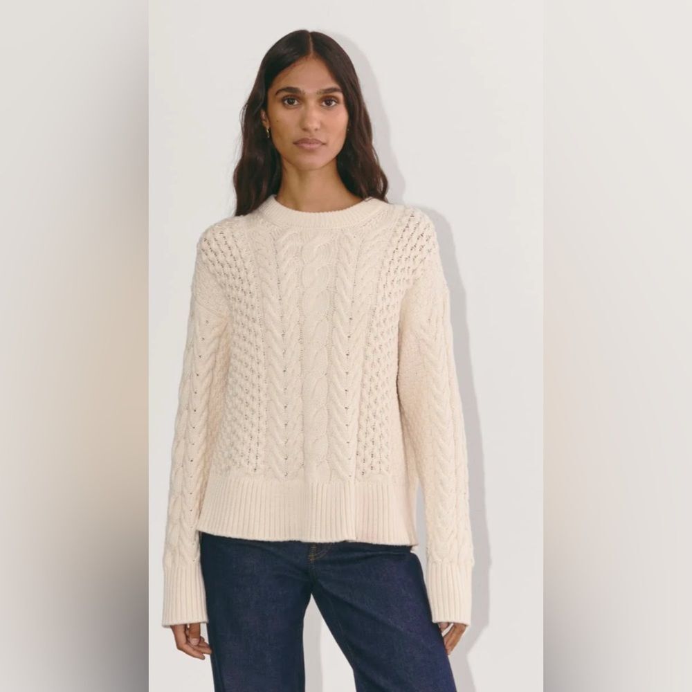 New Everlane THE CABLE SWEATER IN EVERYDAY COTTON in Canvas Size M